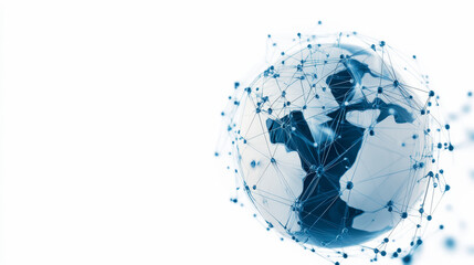 A digital representation of the Earth with interconnected nodes and lines, symbolizing global connectivity and communication in a networked world.