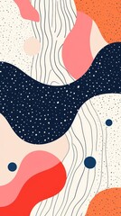 Abstract design featuring colorful shapes and lines on a textured background.