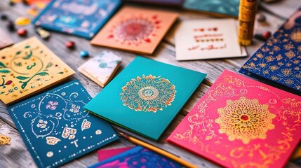 A vibrant assortment of intricately designed decorative tiles featuring colorful patterns and artistic motifs.