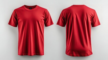 Red T-Shirt Mockup - Front and Back View