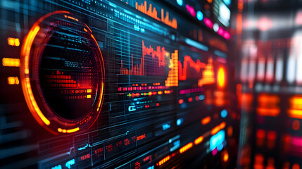 Obraz premium Digital Interface with Red and Blue Glow Illustration