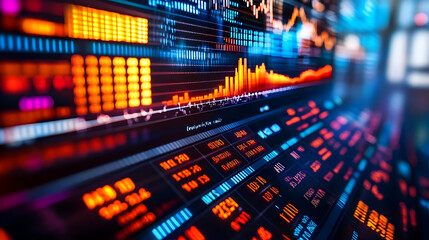 Financial Data Displayed on Screen - Stock Market Background Image