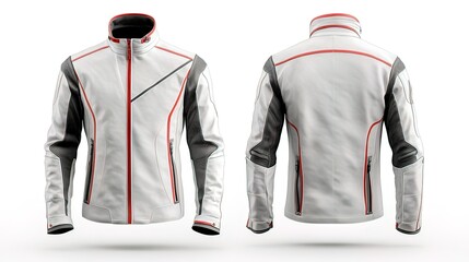 White and Red Leather Jacket with Black Accents