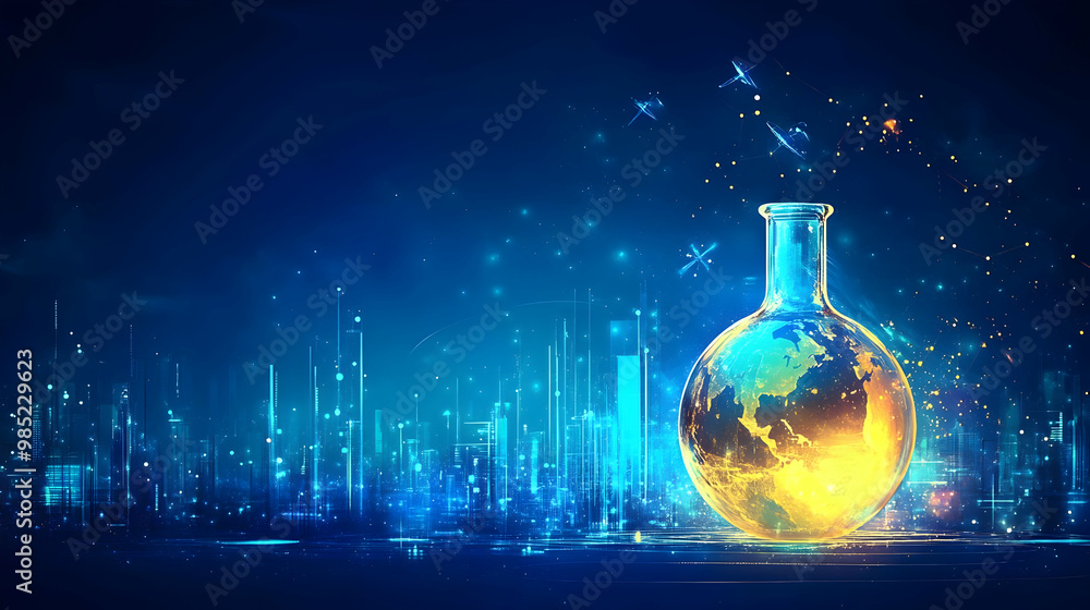 Poster global cityscape in flask - abstract background