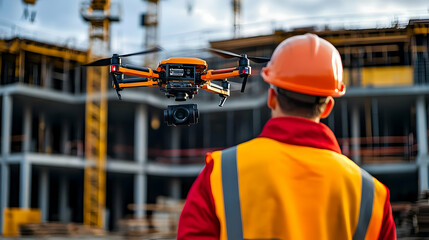 Drone Inspection on Construction Site - Photo