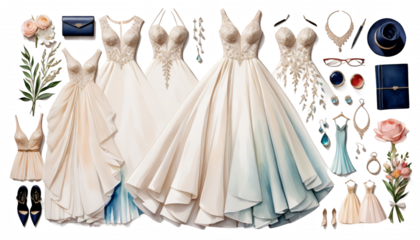 woman aring bride watercolor illustration long evening young dress fashion watercolor dress wedding bride illustration painting vignetting design prom woman young model posing long lace celebration