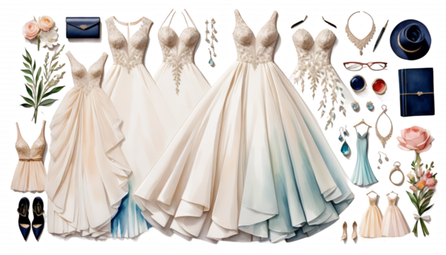 woman aring bride watercolor illustration long evening young dress fashion watercolor dress wedding bride illustration painting vignetting design prom woman young model posing long lace celebration