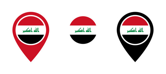 Iraq flag location icon set