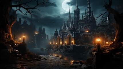 Spooky old gothic castle