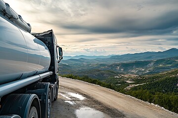 Tanker Truck on a Winding Mountain Road