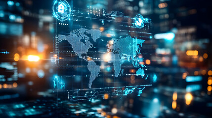 Digital World Map Abstract Background