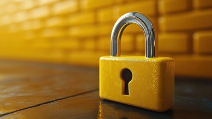 realistic yellow locked padlock illustration
