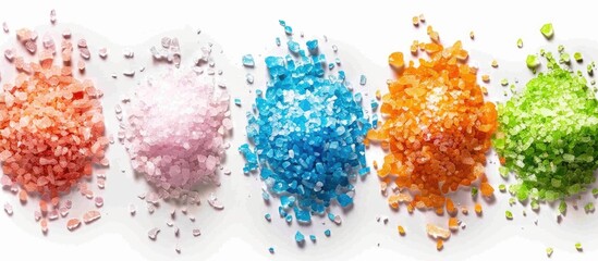 Pink White Blue Green And Orange Salt For Bath Isolated