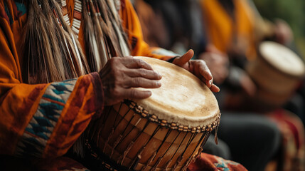 A workshop on traditional music, where participants learn to play indigenous instruments and understand their cultural significance, Native American Day