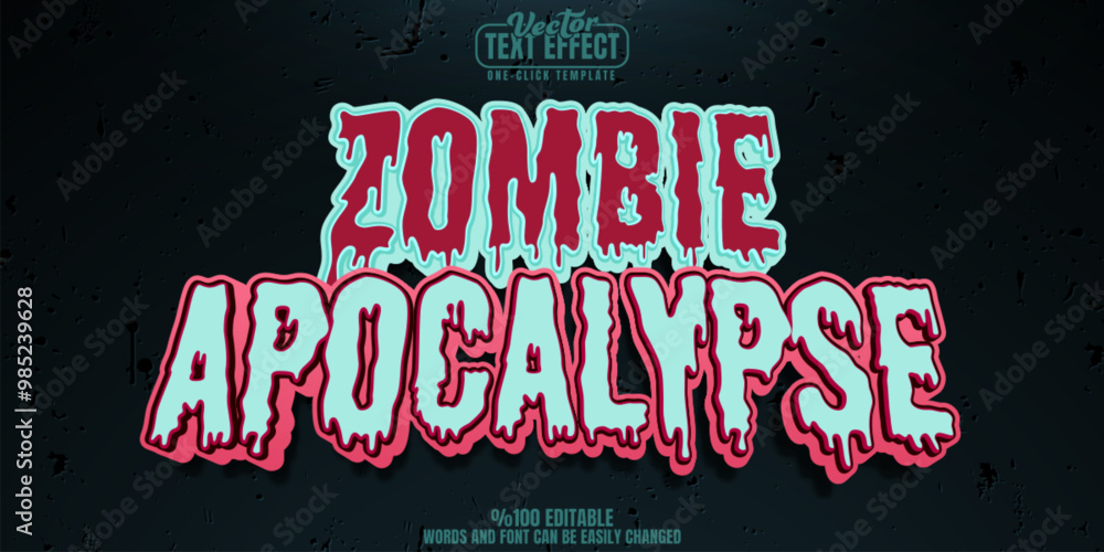 Poster zombie editable text effect, customizable apocalypse and undead 3d font style