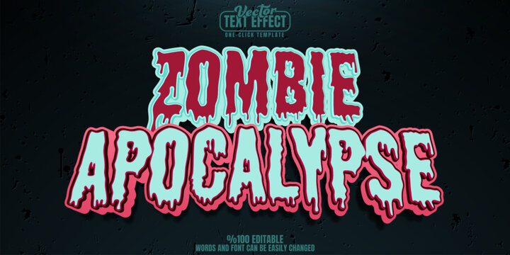 Zombie editable text effect, customizable apocalypse and undead 3d font style