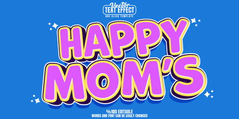 Happy mom editable text effect, customizable mother and love 3d font style