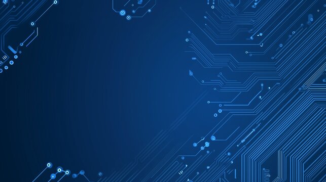 A sleek, modern blud background. text in the center of a power point presentation template with a blue background and circuit board patterns.
Use for presentation, slide show, slide for brochure.