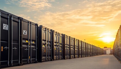 Naklejka premium Cargo Containers at Sunset