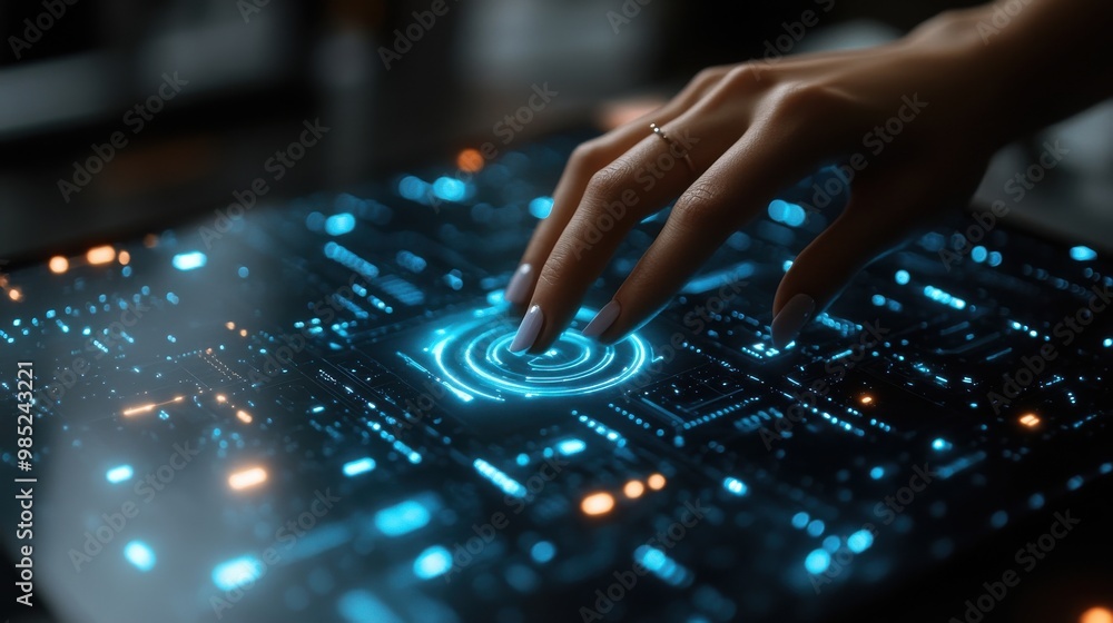 Poster business technology ernet and network concept technology future virtual display button customer expe