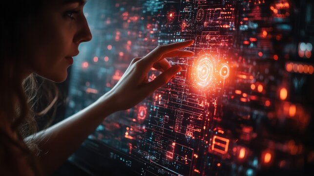 business technology ernet and network concept young businessman working on a virtual screen of the future and sees the inscription cmo