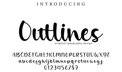 Outlines Font Stylish brush painted an uppercase vector letters, alphabet, typeface © AriefIndra