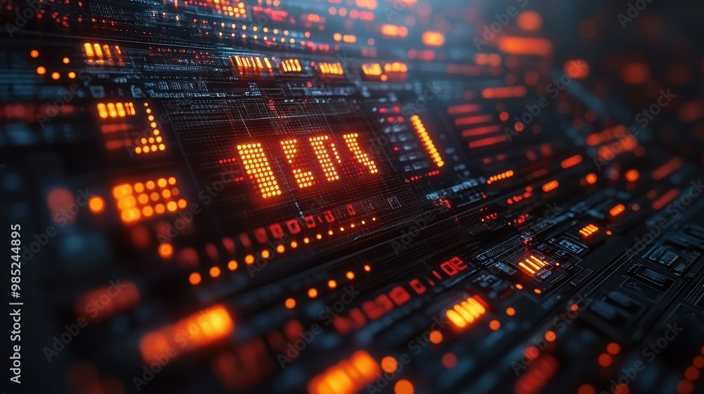 Poster business technology ernet and networking concept data breach on the virtual display