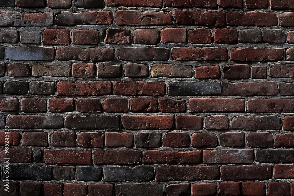 Aufkleber Close-up of brick wall with diagonal red and brown brick pattern. Brick wall texture adds depth to scene. Slightly elevated angle provides comprehensive view of wall.