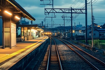Train Tracks in Japan at Dusk