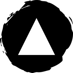 Triangle with round brush frame, stamp, seal, ink design