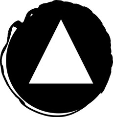 Triangle with round brush frame, stamp, seal, ink design