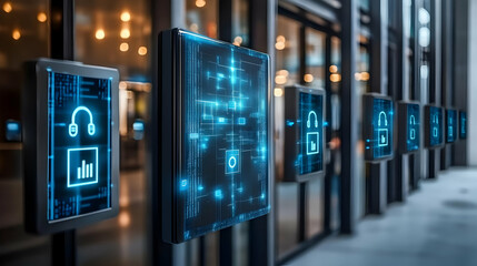 Obraz premium Digital Security Screens 3D Illustration