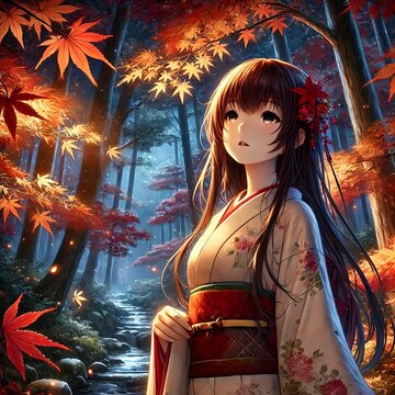 Eternal Serenity: A Dance of Autumn Leaves