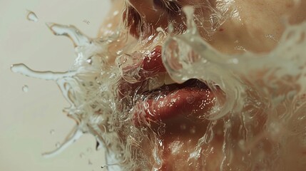 Obraz premium Water Splashing on Lips - Abstract Beauty Photography