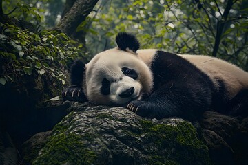 Obraz premium Wildlife Photography Of A Panda, Animal Photography, Panda Close-up, Panda Nature Photography, Animal Portrait Photography, High Quality Panda Image