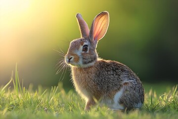 Fototapeta premium Wildlife Photography Of A Rabbit, Animal Photography, Rabbit Close-up, Rabbit Nature Photography, Animal Portrait Photography, High Quality Rabbit Image