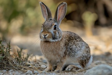 Fototapeta premium Wildlife Photography Of A Rabbit, Animal Photography, Rabbit Close-up, Rabbit Nature Photography, Animal Portrait Photography, High Quality Rabbit Image