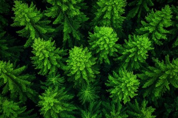 Aerial view of successful reforestation project, green forest cover