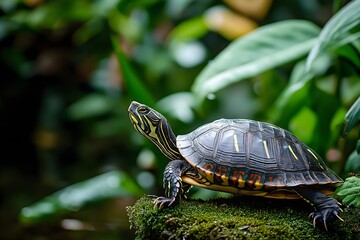 Obraz premium Wildlife Photography Of A Turtle, Animal Photography, Turtle Close-up, Turtle Nature Photography, Animal Portrait Photography, High Quality Turtle Image