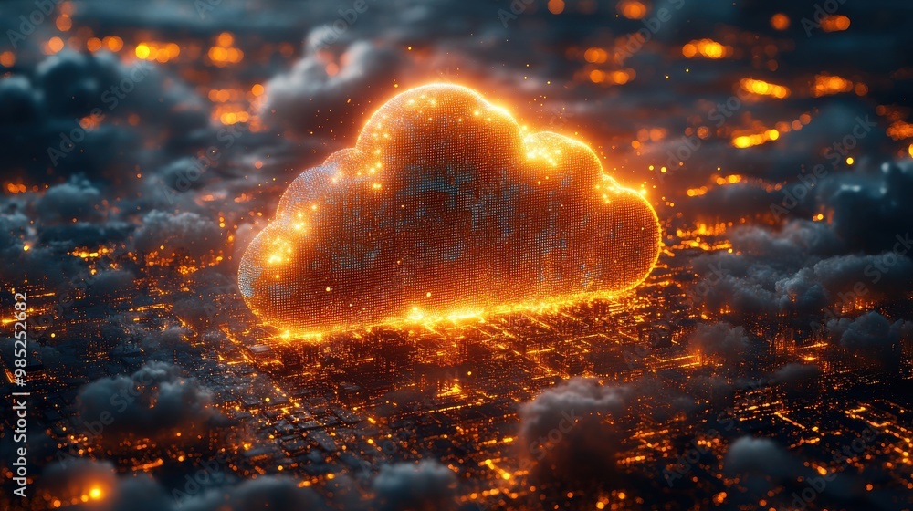 Poster industry 4 0 cloud computing physical systems iot cognitive computing industryillustration