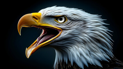 Obraz premium Bald Eagle Portrait with Open Beak Illustration