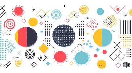 Obraz premium Colorful abstract shapes and patterns create a vibrant graphic design.