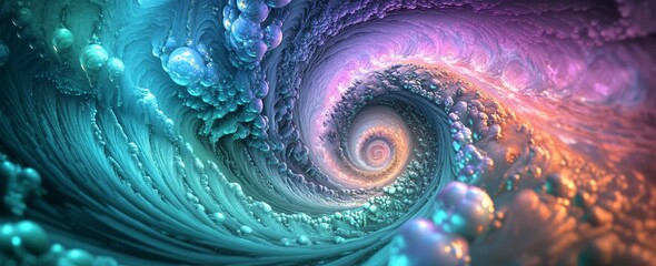 Teal Violet Spiral Wave with Northern Lights