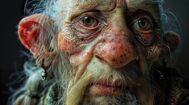 Close-Up Portrait of an Elderly Fantasy Creature - Powered by Adobe