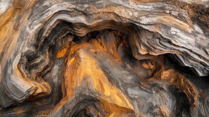 Obraz premium A close-up of layered rock formations showcasing intricate patterns and earthy colors.