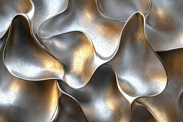 Abstract metallic shapes with organic, flowing forms