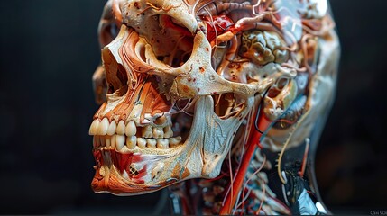 Fototapeta premium Detailed Human Skull Anatomy Model - Science Illustration