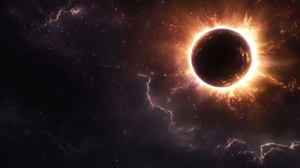 Obraz premium A fiery planet, burning bright in the darkness of space.