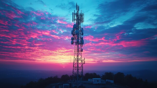 Telecom services across networks, showcasing diverse services, from voice to data, all interconnected.