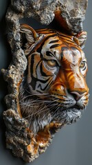 Tiger Sculpture: Close-Up Portrait of a Majestic Predator
